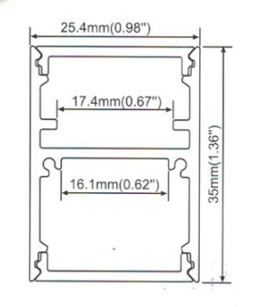 LED Channel Slim LED Profile 35mm(H) x 25.4mm(W) suit for max 16.1mm width strip light